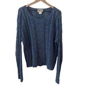 Denim & Supply Ralph Lauren Sweater Women XL Blue Excellent Crochet Cable Knit
